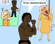 africa anti_ongezellig black_lives_matter black_skin blond bloodshot_eyes buff coco_(ongezellig) dutch hanging lynching muscles ongezellig or_are_you_a_stupid_whore raised_fist_(symbol) rope sandals subvariant:chudjak_front tattoos text total_cracker_death variant:bernd variant:chudjak white_skin yellow_teeth // 890x720 // 340KB