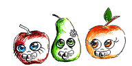 apple binky blue_eyes brown_eyes fruit green_eyes peach pear subvariant:cocogugu subvariant:mayagugu variant:agugu // 500x250 // 70KB