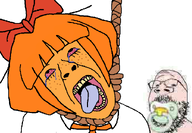 2soyjaks anti_ongezellig baby bowtie GET glasses hanging mymy ongezellig orange_hair orange_skin pacifier rope small_eyes soyjak stubble suicide variant:bernd variant:gapejak white_skin // 1038x719 // 63KB