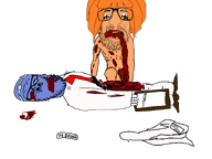 2soyjaks arm beard blood blue blue_skin clothes discord doctor dr_soyberg entrails eyes full_body glasses gore hair hand leg mymy ongezellig orange_hair soyjak stubble text variant:a24_slowburn_soyjak variant:israeli_soyjak // 1590x1194 // 131KB