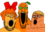 donald_trump froot ias niggerwiggle orange soyjak_trio variant:gapejak variant:markiplier_soyjak variant:soprano // 860x616 // 29KB