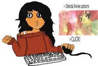 anime_girl artist:unknown browsing chad_squid drooling keyboard maya mouse tranime // 1022x690 // 80KB