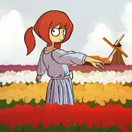 Artist:1azy_zelig field flowers tryn windmill // 1080x1077 // 124KB