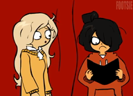 artist:footsie black_hair blonde_hair blue_eyes book bra brown_hair coco crossed_eyed curtain curtains dress freckles green_eyes hoodie maya mymy orange_hair pigtails stage video // 494x360, 14.8s // 829KB