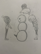 angry blobfish carrot coco earmuffs hat laughing maya mymy scarf sketch snow snowman tagme unknown_artist winter // 1536x2048 // 3.0MB