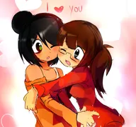 artist:2creampuffs friends heart hug maya text yuri yuribait yuricoal // 2048x1902 // 325KB