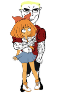 bowtie buff closed_mouth clothes ear female full_body glasses hair manlet mymy necktie ongezellig orange_hair orange_skin skirt sonnenrad soyjak subvariant:chudjak_front subvariant:unbotheredchud tshirt variant:chudjak vein yellow_hair // 1168x1701 // 457KB