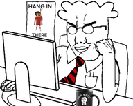 2soyjaks anti_ongezellig clothes computer dilbert glasses hanging maya_(ongezellig) mug necktie ongezellig smug variant:chudjak variant:gapejak // 1820x1456 // 924KB