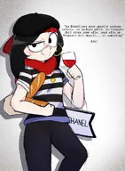 artist:ghanshan baguette dialogue eyebrow_raised french_text holding_object kiki text wine // 1380x1880 // 536KB