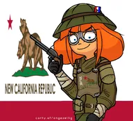 artist:mrcarhyla blue_eyes dutch_flag english_text eyebrows fallout fallout_new_vegas flag flag:ncr flag:netherlands flag:new_california_republic flags freckles gggles gun helm helmet mymy ncr ncr_flag new_california_republic new_california_republic_flag orange_hair oranje_haar star text vest voc weapon // 1644x1494 // 256KB