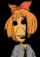 biting_lip black_background bowtie mymy ongezellig orange_hair orange_skin shadow smile subvariant:hornyson variant:cobson // 1061x1520 // 61KB