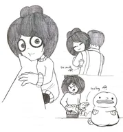 artist:entiral blobfish_plush hugging maya meta:rijkskunst pencil_(medium) ravi // 1080x1156 // 456KB