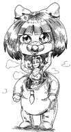 artist:oekakigod binky holding_object mascot_suit no_color sisa sweating variant:agugu vera // 544x1000 // 423KB