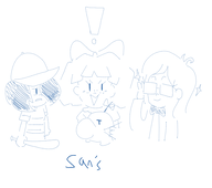 baseball_bat baseball_hat bow_tie coco cosplay earthbound_(game) exclamation_mark glasses maya mother_(game) mr._saturn mymy ness paula sketch smiling sparkles tagme unknown_artist // 527x466 // 59KB
