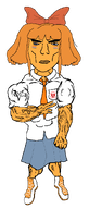bowtie buff cartoon clothes female flag full_body mymy necktie netherlands ongezellig orange_hair orange_skin peace_sign queen_of_hearts skirt sonnenrad soyjak subvariant:chudjak_front tattoo variant:chudjak vein waffles // 600x1400 // 50KB