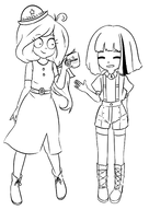 artist:unknown coco cup holding_object looking_at_each_other mymy talking // 2480x3508 // 1.4MB