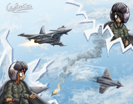 airplane artist:giopotatoes aviation clouds dutch_flag fighter flame flight_controls helmet jet military_uniform missile pilot rank_insignia smoke stroopwafel tentacle visor voc // 3001x2338 // 5.4MB