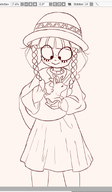 braided_hair dress gussywussy_(artist) hat holding mymy no_color pettting rabbit smiling // 543x935 // 186KB