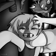 artist:qarty_oh black_and_white blonde_hair bully cleo coco Kanye_west monochrome mymy wrestling_ring // 3000x3000 // 3.6MB