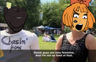 2soyjaks bbc black_skin blue_eyes bow clothes ear hair irl mymy ongezellig open_mouth orange_hair queen_of_spades smile soy_parody soyjak stubble tattoo text variant:cobson variant:impish_soyak_ears // 535x348 // 287KB