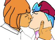 blue_hair bowtie boyfriend_(friday_night_funkin') cap clothes female friday_night_funkin' hair hand hat kissing mymy ongezellig orange_hair orange_skin subvariant:flarteyejak tshirt variant:fisheyejak variant:flartson // 968x712 // 67KB