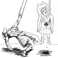 4chan ack! artist:oekakigod full_body grim(drawfag) hanging muscular mymy no_color posing // 750x750 // 208KB