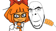 2soyjaks blue_eyes clothes friendship glasses hand happy looking_at_you mymy necktie ongezellig orange_skin smile soyjak stubble variant:cobson variant:feraljak // 1920x1080 // 486KB