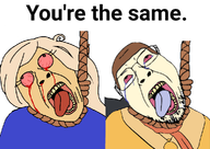 anti_ongezellig BAMBI_LOST bloodshot_eyes bulging_eyes coco_(ongezellig) crying dave_(moldygh) dave_and_bambi dead hanging ongezellig rope variant:bernd you're_the_same ZELLIG_LOST // 960x682 // 246KB