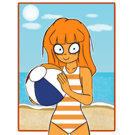 artist:zhenya_pozvizd beach beach_ball holding_object meta:rijkskunst mymy sand sea summer swimsuit water // 2000x2000 // 1.1MB