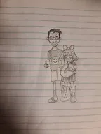 arm closed_eyes closed_mouth clothes drawing glasses hair hand internet_is_leaking mymy nazism necktie ongezellig pencil_drawing pregnant smile soyjak subvariant:chudjak_front thumbs_up traditional_media variant:chudjak // 3468x4624 // 2.1MB