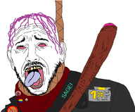 anarchism antizellig badge bbc bloodshot_eyes clothes ear hanging lgbt mustache mymy neagan nsfw ongezellig penis peter_scully purple_hair redraw rope sage soyjak stubble suicide text the_walking_dead tongue tranny variant:unknown yellow_teeth // 1612x1334 // 609KB