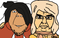 2soyjaks angry chud_troon_alliance clothes coco_(ongezellig) female friendship glasses hair hand maya_(ongezellig) ongezellig orange_skin scarf smile soyjak stubble subvariant:chudjak_front variant:bernd variant:chudjak // 834x541 // 130KB