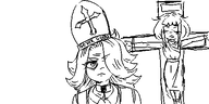 artist:oekakigod crucifixion mymy never_goon no_color oekaki ritual vera // 500x250 // 34KB