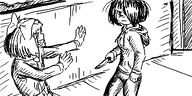 artist:oekakigod knife maya mymy oekaki stabbing // 500x250 // 63KB