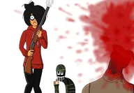 artist:rakos_makos blood gore maya self_insert shotgun soldier thumbs_up uniform weapon // 2048x1415 // 176KB
