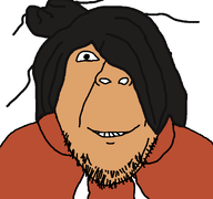 clothes emo_hair hair maya_(ongezellig) ongezellig orange_skin smile soyjak stubble variant:bernd // 1200x1125 // 58KB