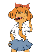amerimutt arm asian cartoon clothes ear hand japan leg mymy necktie ongezellig open_mouth orange_hair orange_skin skirt soyjak subvariant:impish_amerimutt variant:impish_soyak_ears // 2048x1976 // 73KB