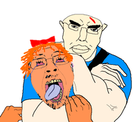 2soyjaks anti_ongezellig bowtie clothes james_earl_cash manhunt mymy ongezellig orange_hair orange_skin soyjak subvariant:chudjak_front variant:bernd variant:chudjak video_game // 499x461 // 64KB