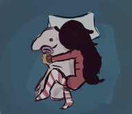 artist:su0mi8944 hugging maya meta:general_fanart pillow // 370x320 // 67KB