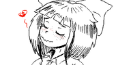 artist:oekakigod blushing closed_eyes freckles heart mymy niggerwiggle oekaki // 500x250 // 36KB