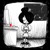 black_and_white blood computer drawing frown headphones i_cant_sleep juice keyboard looking_at_viewer maya sad stare // 1280x1280 // 282KB