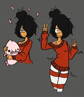 blobfish hearts maya nervous peace_sign sweating tagme tear unknown_artist // 946x1102 // 811KB