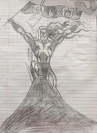 aryan_classic coco_(ongezellig) drawing flag lightning long_hair maya_(ongezellig) muscles mymy ongezellig subvariant:perceptive_chud thunder traditional_media variant:chudjak vril // 2351x3197 // 2.4MB