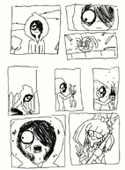 artist:grim black_and_white blood cat comic evil_smile grim_(artstyle) gun hoodie maya mymy niggerwiggle one_eye_closed shocked smiling // 681x919 // 19KB