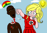 2soyjaks black_skin blunt brown_eyes chud clothes coco_(ongezellig) ear glasses hair meta:tagme mustache ongezellig open_mouth punch redraw sonnenrad soyjak stubble variant:impish_soyak_ears variant:unknown white_skin yellow_hair yellow_sclera // 1138x807 // 226KB