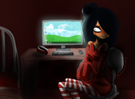 artist:vampirekitty bed blushing chair computer computer_mouse desk keyboard looking_away maya mayas_room screen sitting // 1138x833 // 571KB