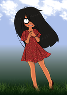 alternate_outfit clouds dress grass hands_together looking_up maya outside red_dress smiling tagme unknown_artist // 2480x3508 // 2.9MB