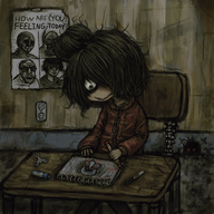 artist:mitchelf chair crayon desk drawing eyes fang fidget_spinner maya pen skull smiling soyjak spine squidward tooth wojak // 2500x2500 // 8.1MB