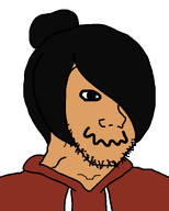 cartoon clothes emo_hair female hair maya_(ongezellig) ongezellig orange skin smile soyjak stubble variant:soyak // 800x1000 // 26KB