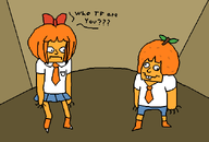 bow buckteeth confused confusion dialogue fake_mymy faker gook leaf literally_orange_hair mymy necktie orange_(fruit) orange_hair orange_on_head retard retarded skirt stem stupid text tie // 645x438 // 13KB